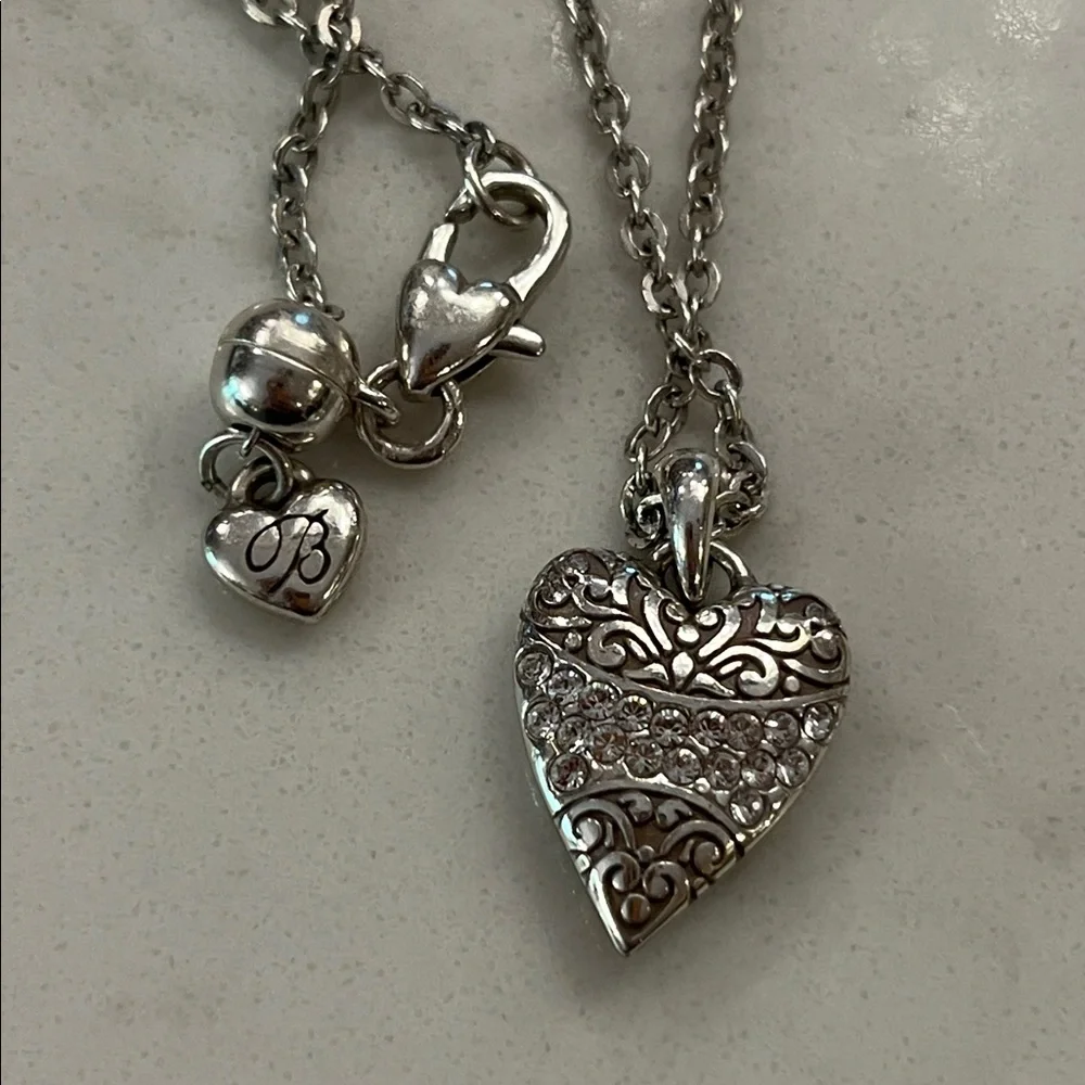 Retired Brighton reversible love rhinestone heart adjustable necklace - Picture 13 of 14